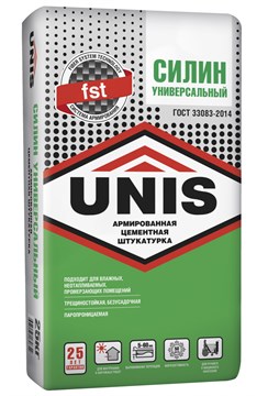 Штукатурка UNIS СИЛИН УНИВЕРСАЛЬНЫЙ армированная цементная  25 кг unissilinarm25 - фото 4530