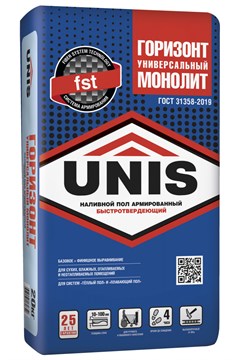 Наливной пол Unis ГОРИЗОНТ УНИВЕРСАЛЬНЫЙ МОНОЛИТ высокопрочный армированный 20 кг unisgorizontmonolit20 - фото 4601