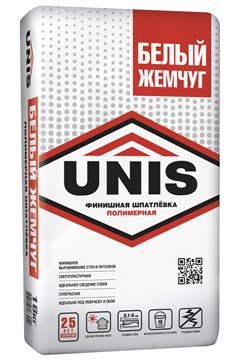 Шпатлёвка UNIS БЕЛЫЙ ЖЕМЧУГ полимерная финишная  18 кг unisjemchug18 - фото 4626