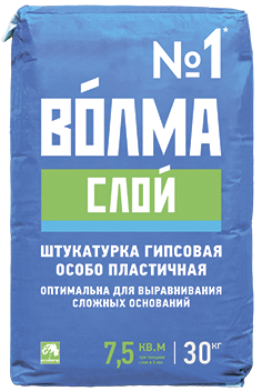 Смесь сухая строительная штукатурная на гипсовом вяжущем "ВОЛМА - Слой" 30 кг УТ000003035 - фото 4890