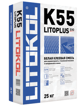 Клей для плитки Litokol LitoPlus K55 белый класс С2 ТЕ 25 кг К55 - фото 4936