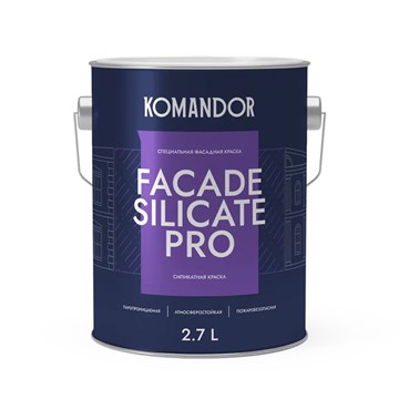 КРАСКА ФАСАДНАЯ "FACADE SILICATE PRO" СИЛИКАТНАЯ БАЗА А 2,7 Л (1) "KOMANDOR" 4564 - фото 7775