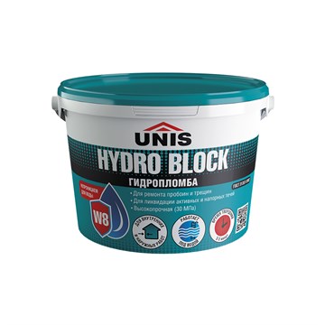 UNIS Гидропломба. Цементная быстротвердеющая смесь.  HYDRO BLOCK 0,8кг 5097 - фото 8292