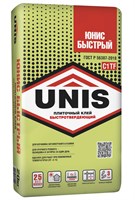 Клей UNIS БЫСТРЫЙ С1ТF быстротвердеющий для керамогранита крупного формата  25 кг unisfast25