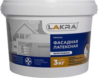 Краска латексная ЛАКРА фасадная белоснежная 3кг 9591815