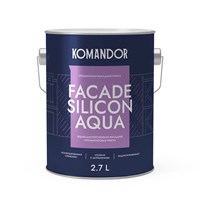 КРАСКА ФАСАДНАЯ "FACADE SILICON AQUA" ВОДООТТАЛКИВАЮЩАЯ БАЗА А 2,7 Л (1) "KOMANDOR" 4579